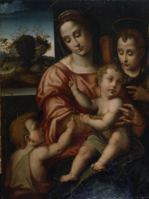 Неизвестный художник.  Мадонна с младенцем и Иоанном Крестителем. Конец XVI - начало XVII вв. 